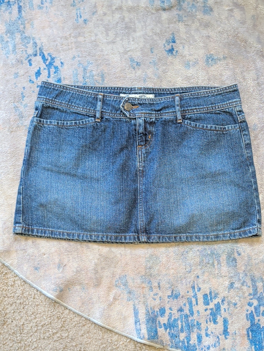 Vintage Paris Blues Blue Denim Mini Skirt with Front Pockets Women's Size 11